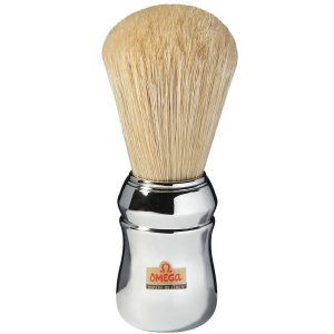 Omega pennello da barba in pura setola con manico abs cromato