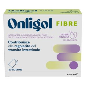 Onligol Fibre con Psyllium e Galattosidasi Regolarità Transito Intestinale 20 Bustine Gusto Prugna