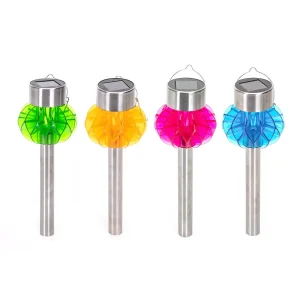 Lampioncino segnapassi Led Dahlia 0,012W in acciaio con pannello solare IP44 colori assortiti con sensore crepuscolare confezione 12pz Aigostar
