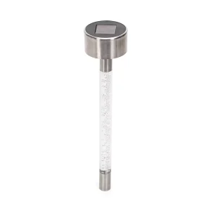 Lampioncino segnapassi Led Fluid 0,006W Argento in acciaio con pannello solare IP44 Bianco caldo 2700K con sensore crepuscolare Aigostar