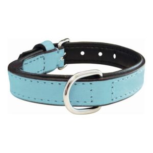 GLORIA PETS Collare in Pelle rimbottito Azzurro