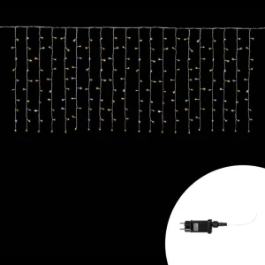 Tenda luminosa 3 metri 200 Led Bianco Caldo fisso e Freddo intermittente prolungabile altezza 100cm da esterno Wisdom