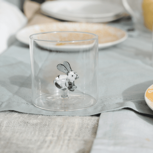 WD BICCHIERE IN VETRO BOROSILICATO CON SOGGETTO IN VETRO COLORATO CONIGLIO